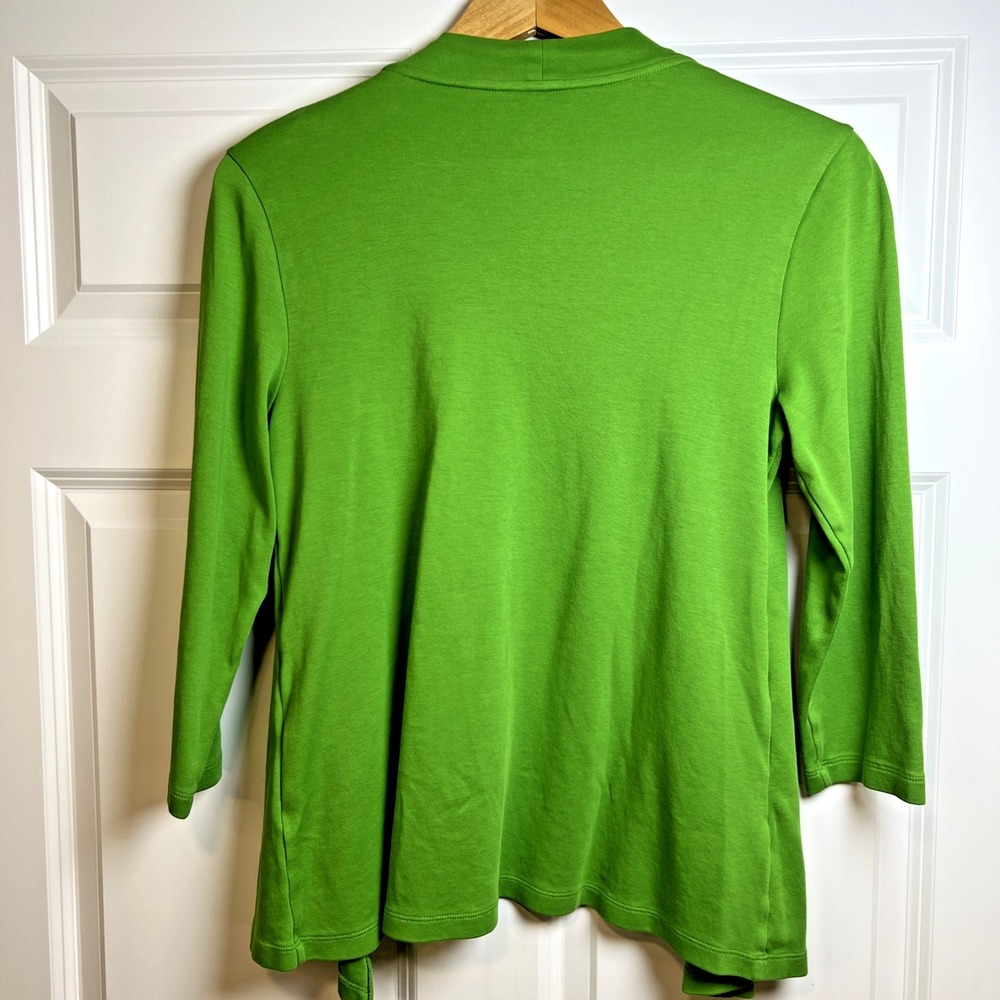 Isaac Mizrahi Live Essentials Faux Blazer Front Top Women's Small Emerald A39383 - Picture 2 of 7